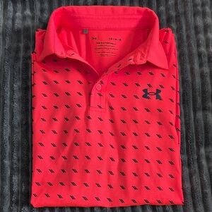 Under Armour Bright Red Polo with Navy Accents